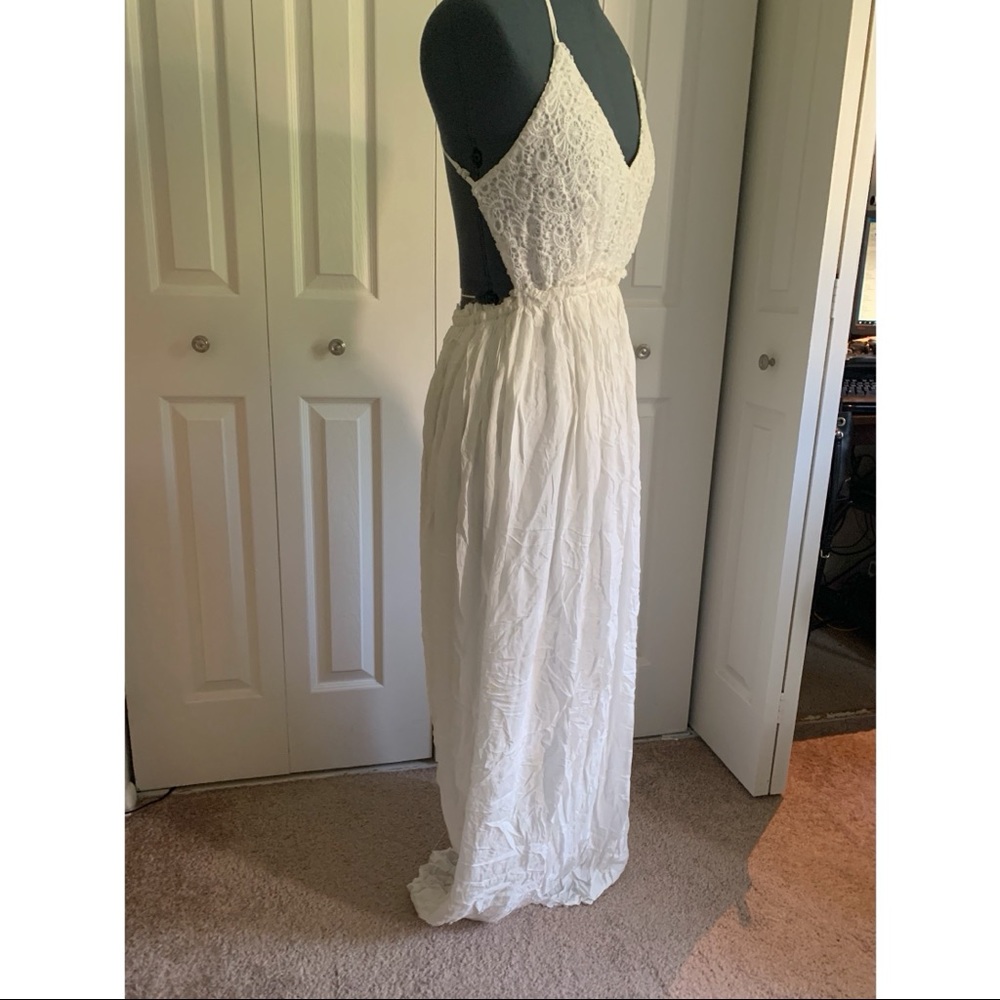 Crochet Criss Cross Open Back Maxi Dress
